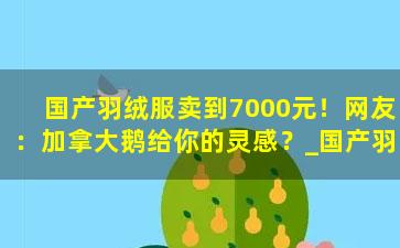 国产羽绒服卖到7000元！网友：加拿大鹅给你的灵感？_国产羽绒服和加拿大鹅