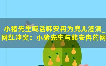 小猪先生喊话韩安冉为兜儿澄清_网红冲突：小猪先生与韩安冉的网络互掐事件